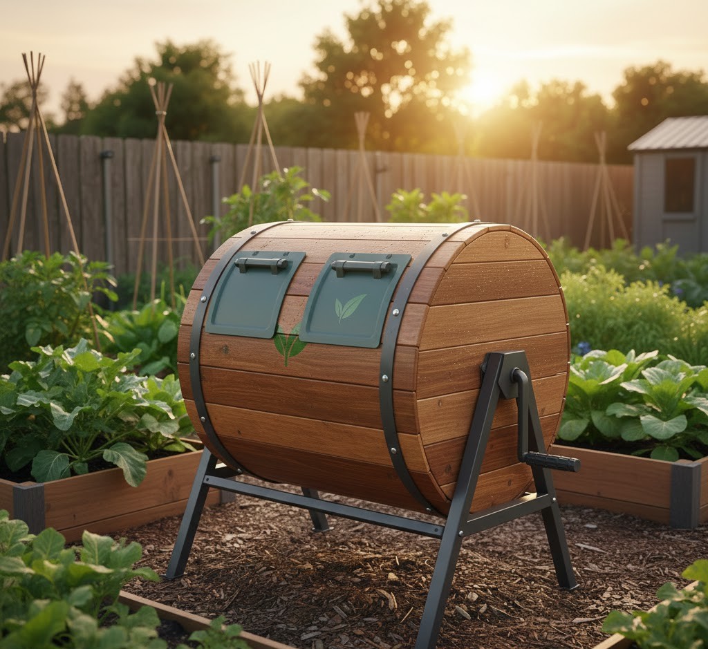 Tumbling composter barrel